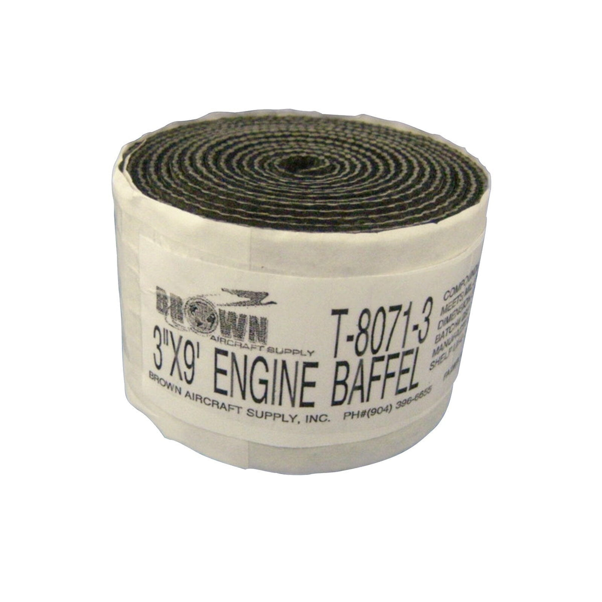 Brown Aircraft Supply Silicone Engine Baffle, Black, Textured, 1/8 in x 3 in x 9 ft, T-8071-3 (T8071-3IN)