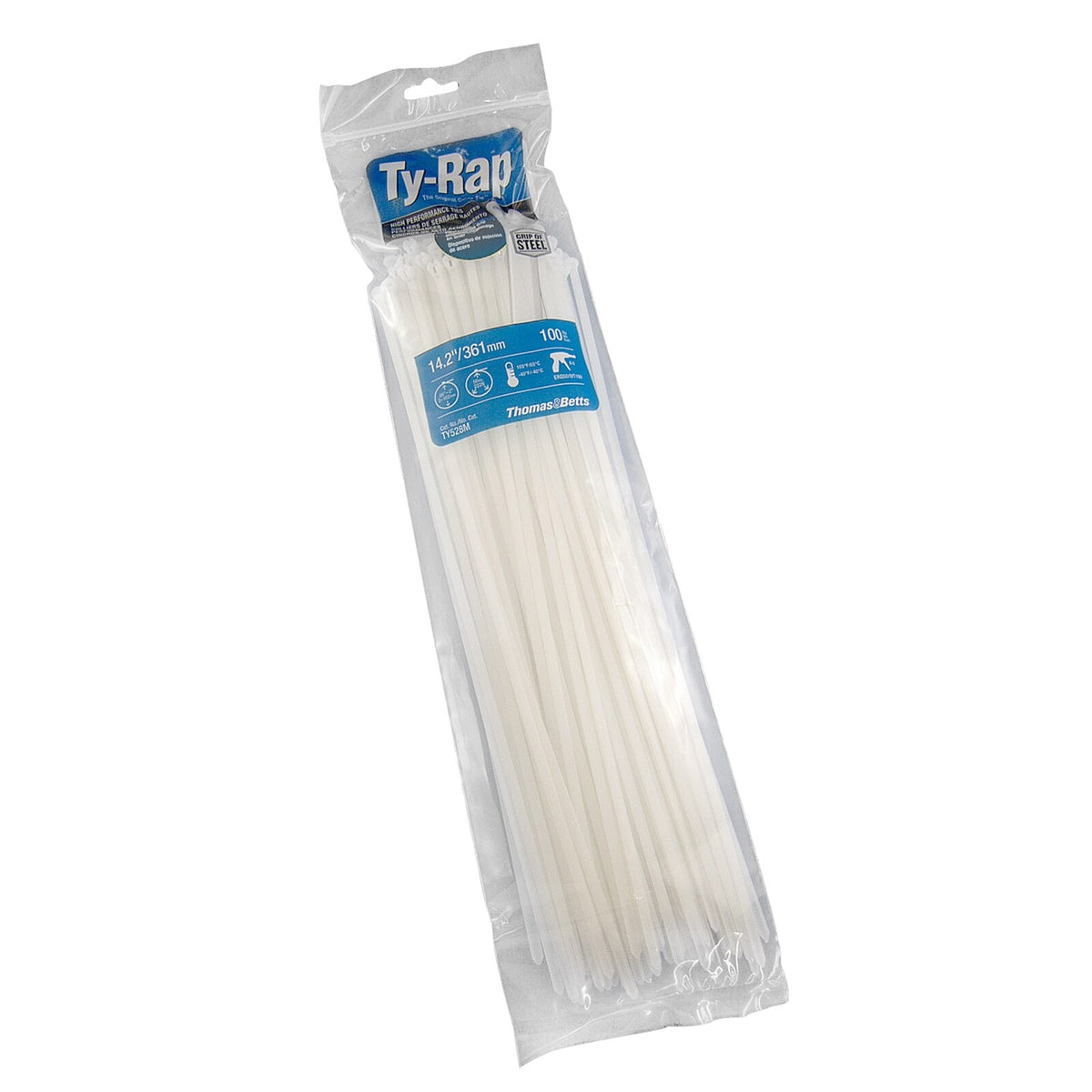 ABB Ty-Rap Cable Tie, 14.2 in, 50 lb, Natural, 100 Pack, TY528M