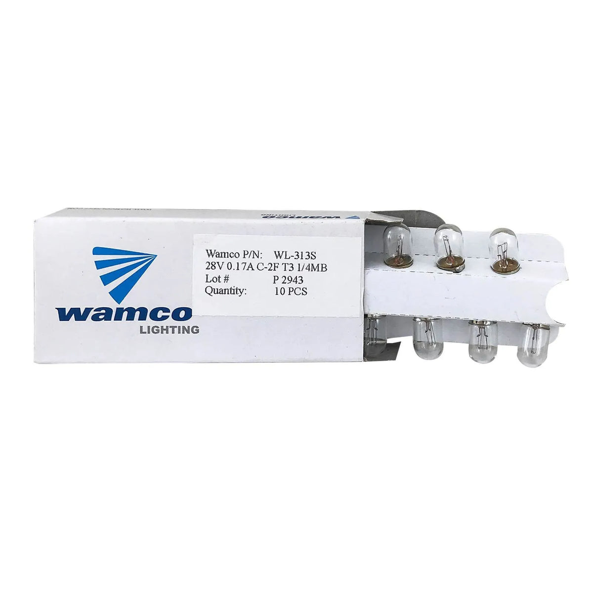 Wamco Incandescent Miniature Lamp, 28V 170mA, T3-1/4, BA9s, Pack of 10, WL313S