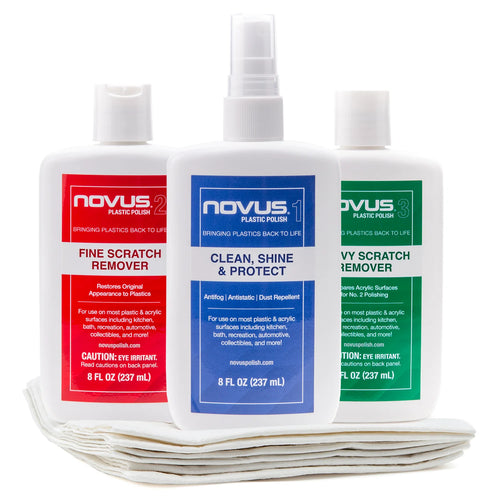 Kit Pemulihan Poles Plastik NOVUS – Botol 1, 2, 3 (237mL / 8oz) & Polish Mates
