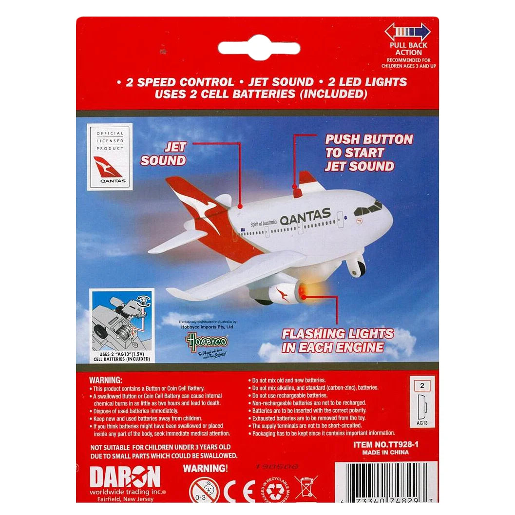 Qantas PullBack with Lights and Sound Aviation Toy - Toytech image 1