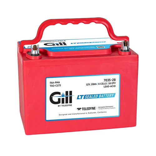 Gill 7035-28 LT Sealed Lead Acid Aircraft Battery, 12 Volt 28Ah