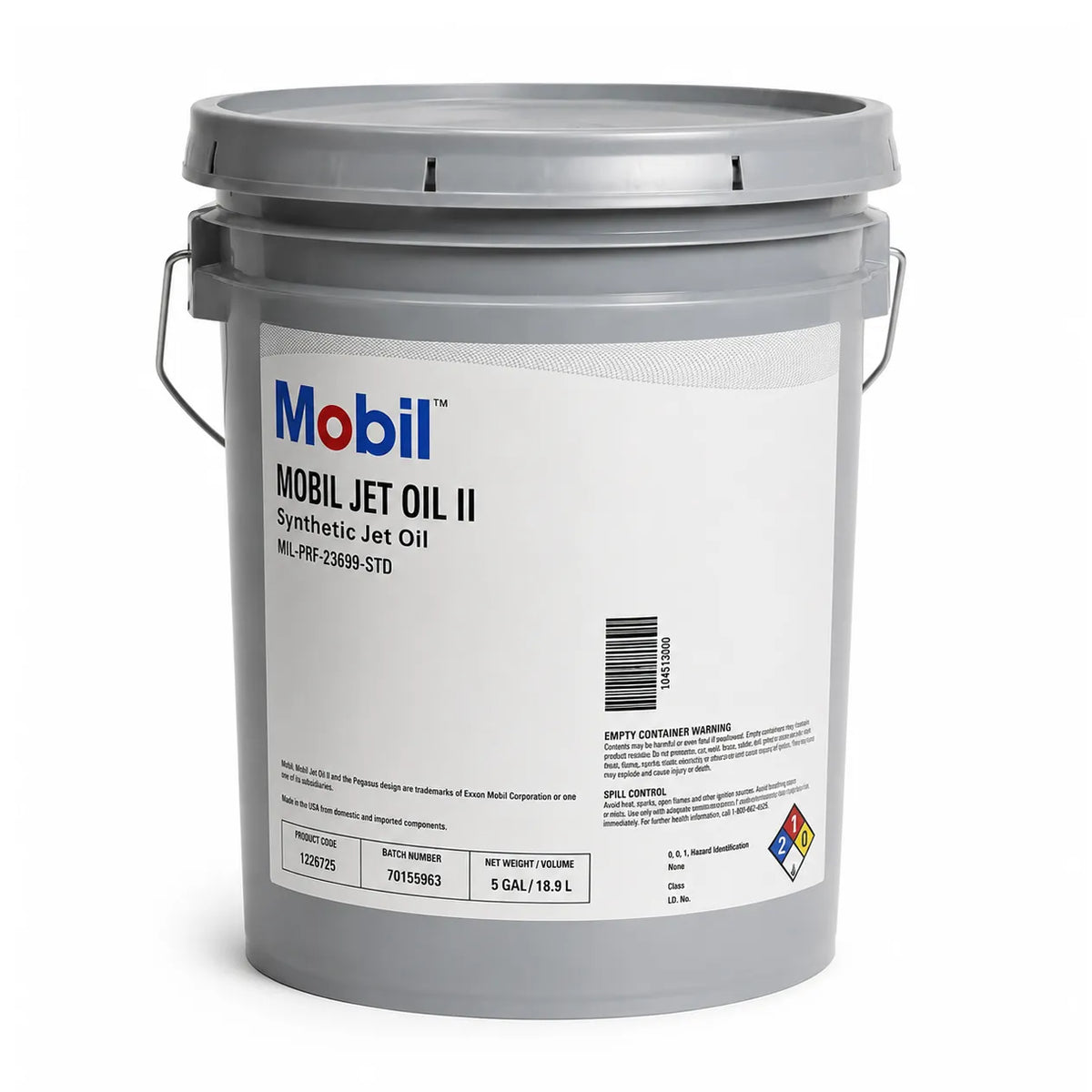 Mobil Jet Oil II Oli Mesin Turbin Sintetis, Ember 5 Gallon (18.9 L)