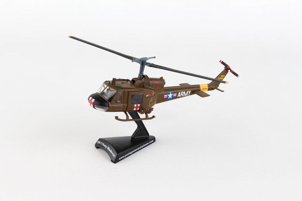 Postage Stamp 1/87 Bell UH1 Huey Medivac Model Helikopter