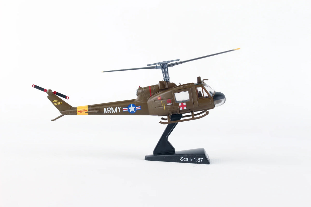 Postage Stamp 1/87 Bell UH1 Huey Medivac Model Helikopter