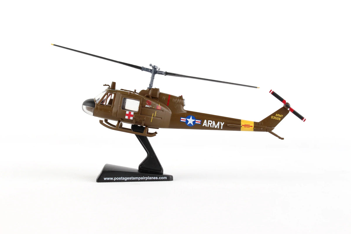 Postage Stamp 1/87 Bell UH1 Huey Medivac Model Helikopter