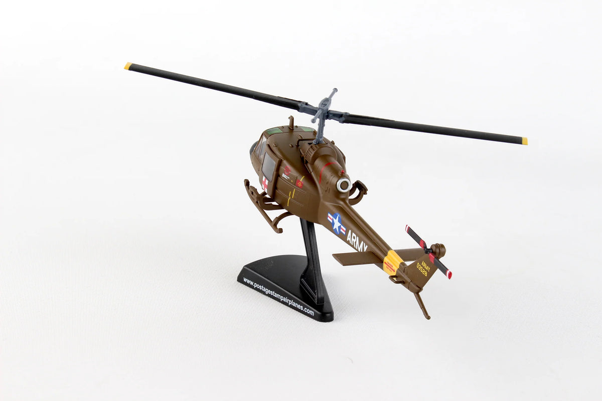 Postage Stamp 1/87 Bell UH1 Huey Medivac Model Helikopter